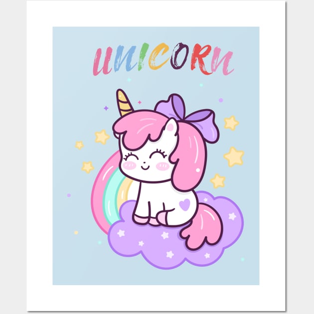 Unicorn Chubby Lover Wall Art by JeffDesign